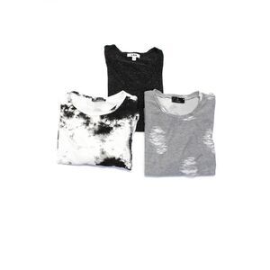 Twenty5A LNA Womens Distressed Round Neck T-Shirt Top Gray Size L XS Lot 2